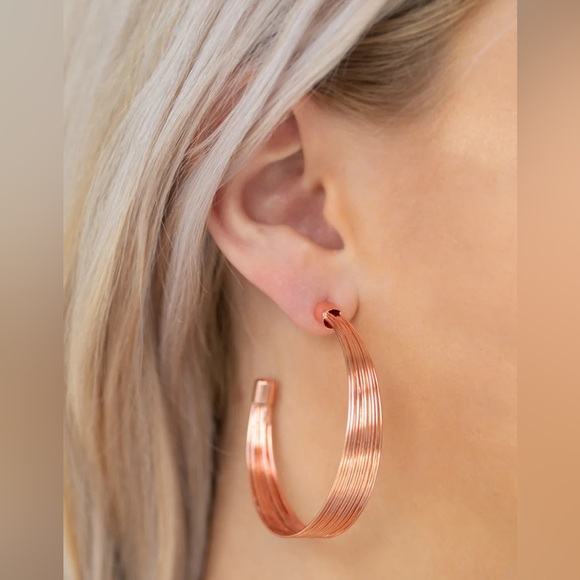 paparazzi Jewelry - Live wire copper hoop earring